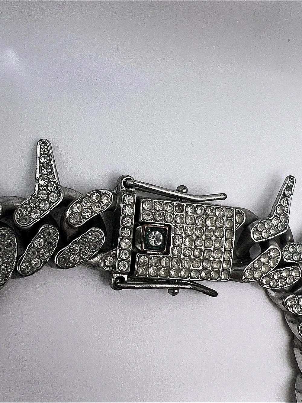 Silver Rhinestone Spike Statement Necklace - Picture 3 of 3